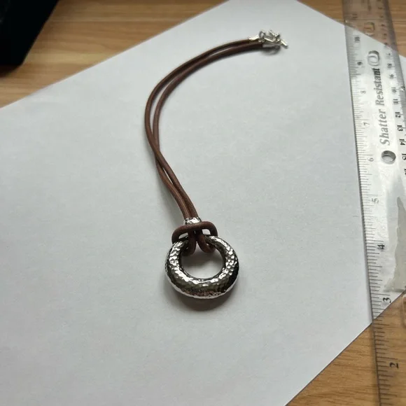 Ralph Lauren Toggle Necklace - Silver & Leather - Picture 10 of 10